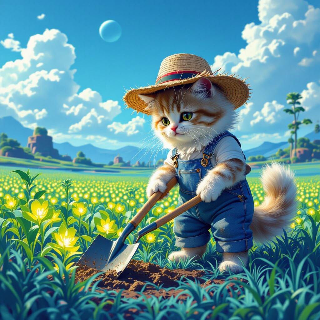 Cat Farmer on Planet Namek: Sci-Fi Fantasy Art