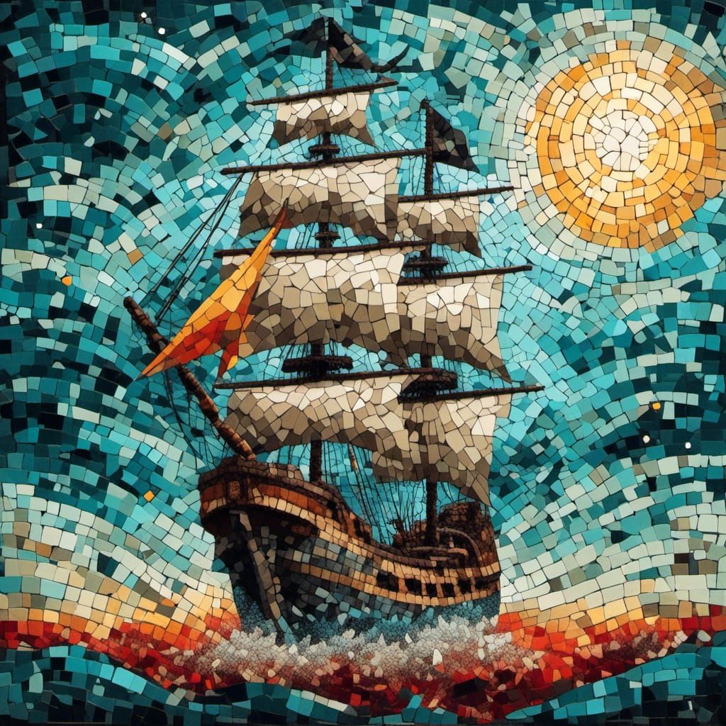 Pirate Ship Mosaic Style Image