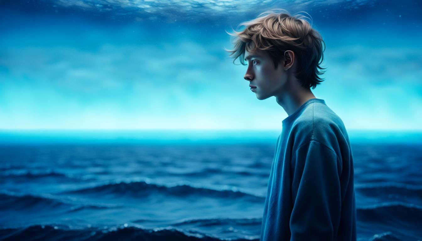Surreal Young Soul at Ocean's Edge