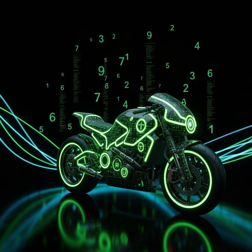 Futuristic Tron Motorcycle with Neon Green Light Trails