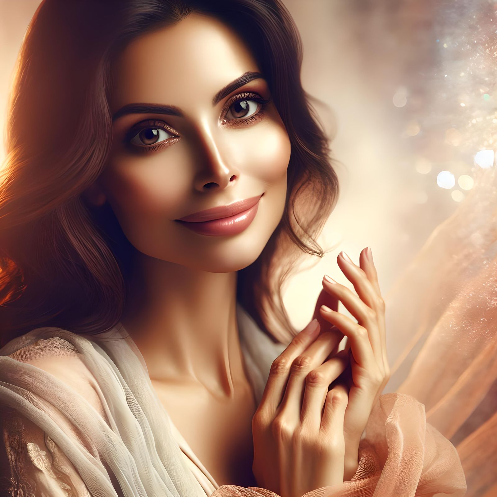 Radiant South Asian Mother in Dreamy Fairy Tale Setting