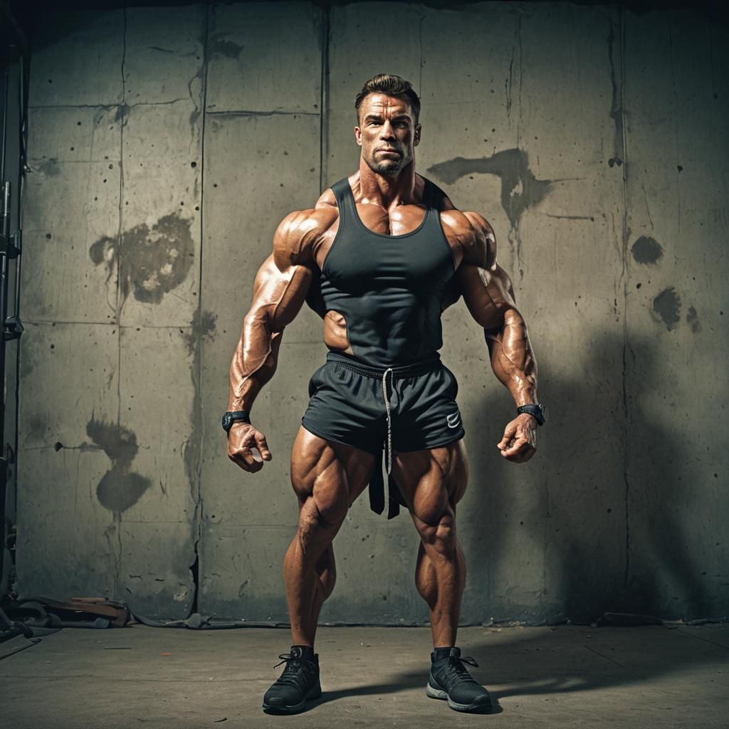 Hyper-Muscular Bodybuilder Portrait in Cinematic Style