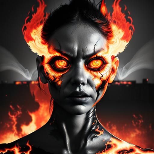 Burning Woman in Cityscape: A Dramatic Image