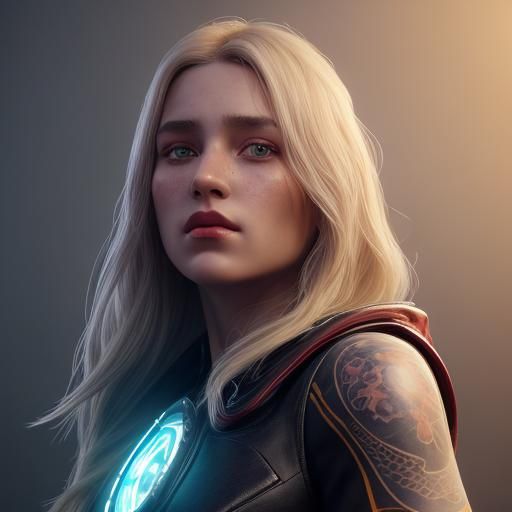 Woman with Snake Tattoo: Hyperrealistic Concept Art