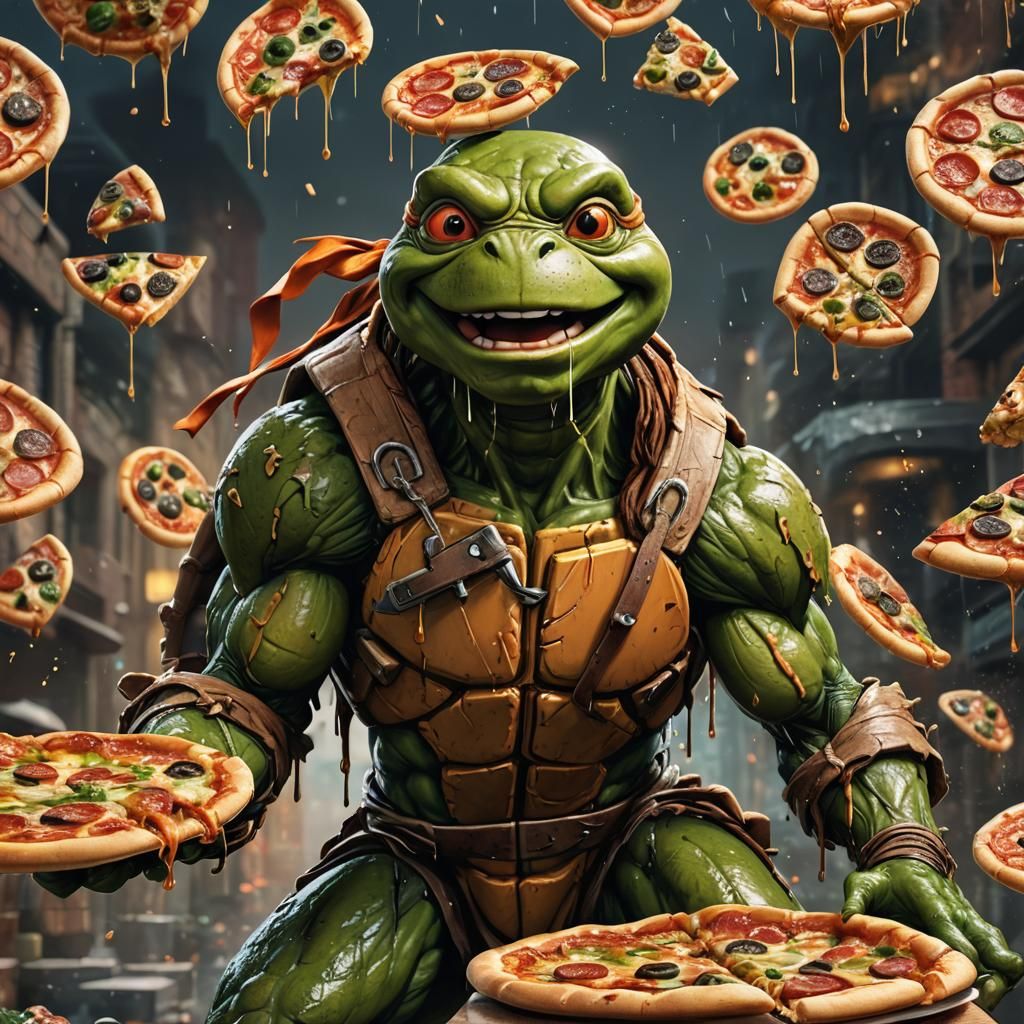 Michelangelo TMNT Salivating Over Googly-Eyed Pizza Slice