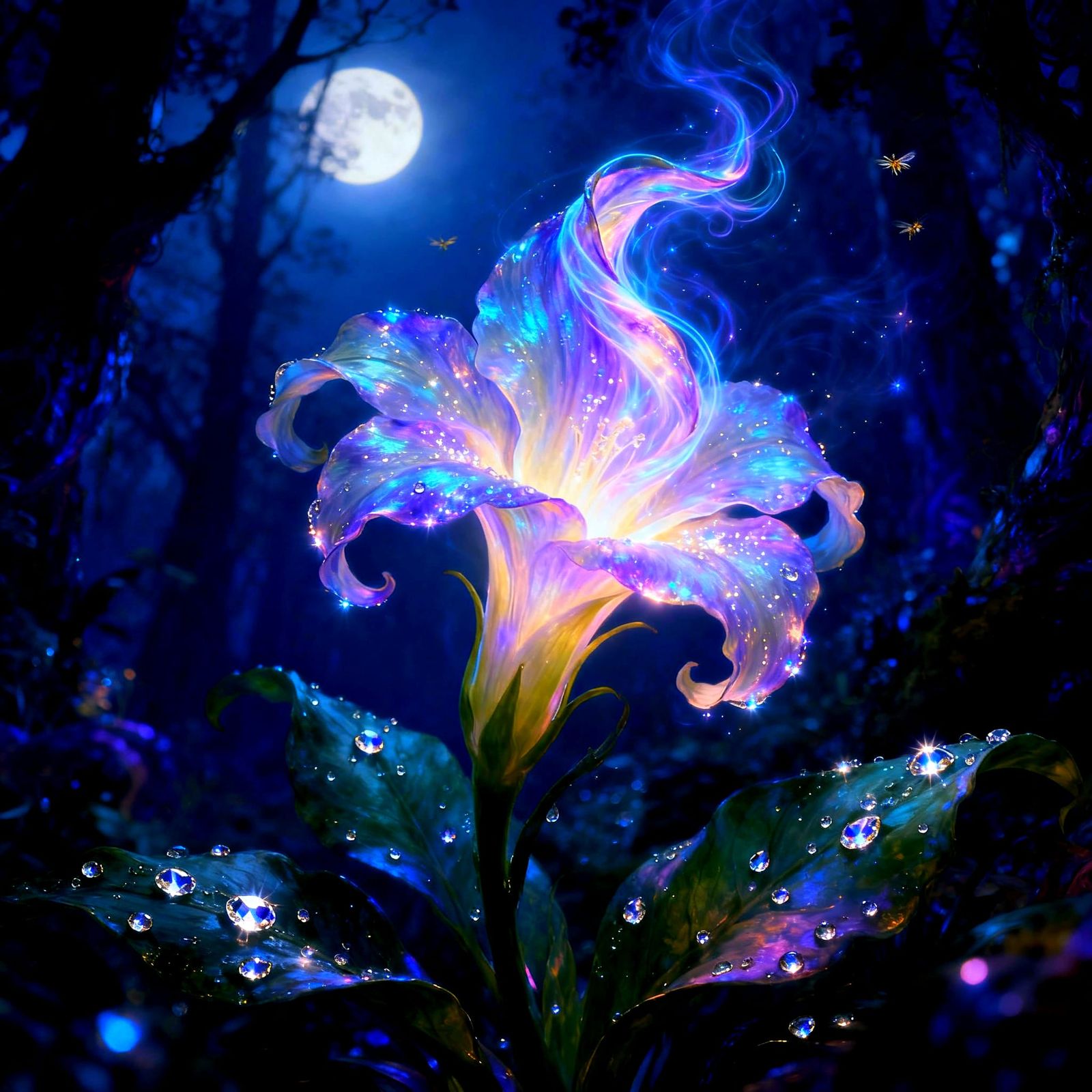 Luminous Flower in Enchanted Forest