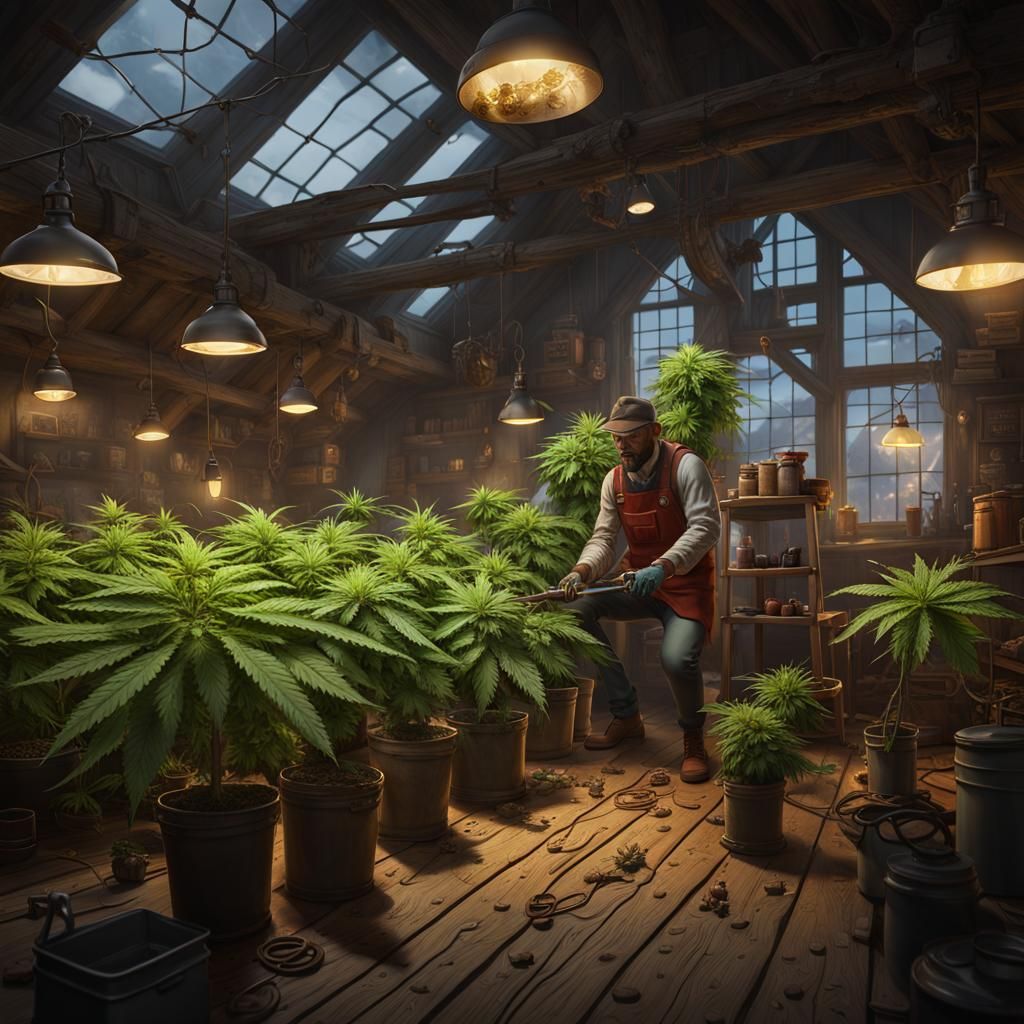 Mark Rowley's Loft Cannabis Farm: Detailed Matte Painting