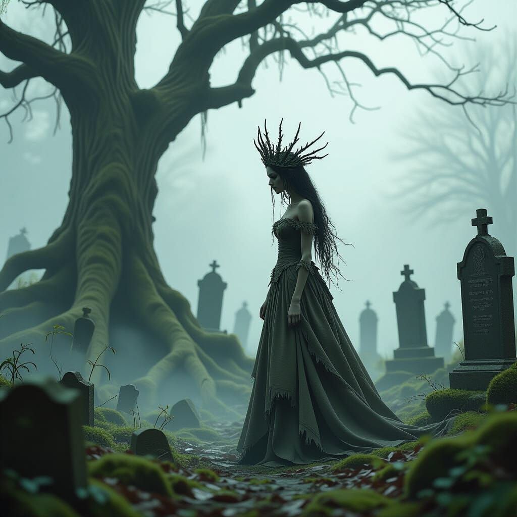 Ethereal Graveyard Fairy in Dark Fantasy Style