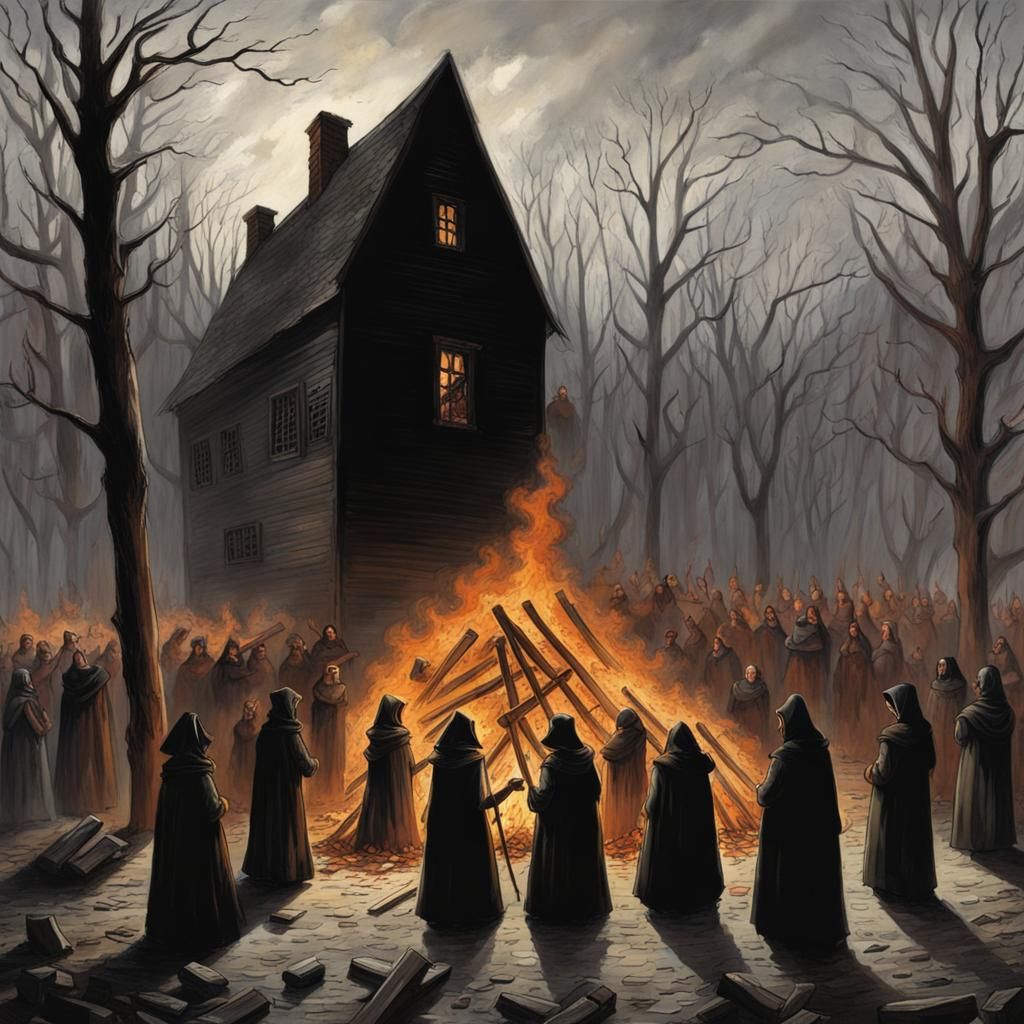 Funeral Pyre of Witches at Salem Witch Trials