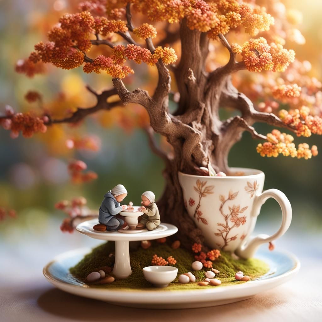 Life Cycle Miniature Scene Inside Teacup