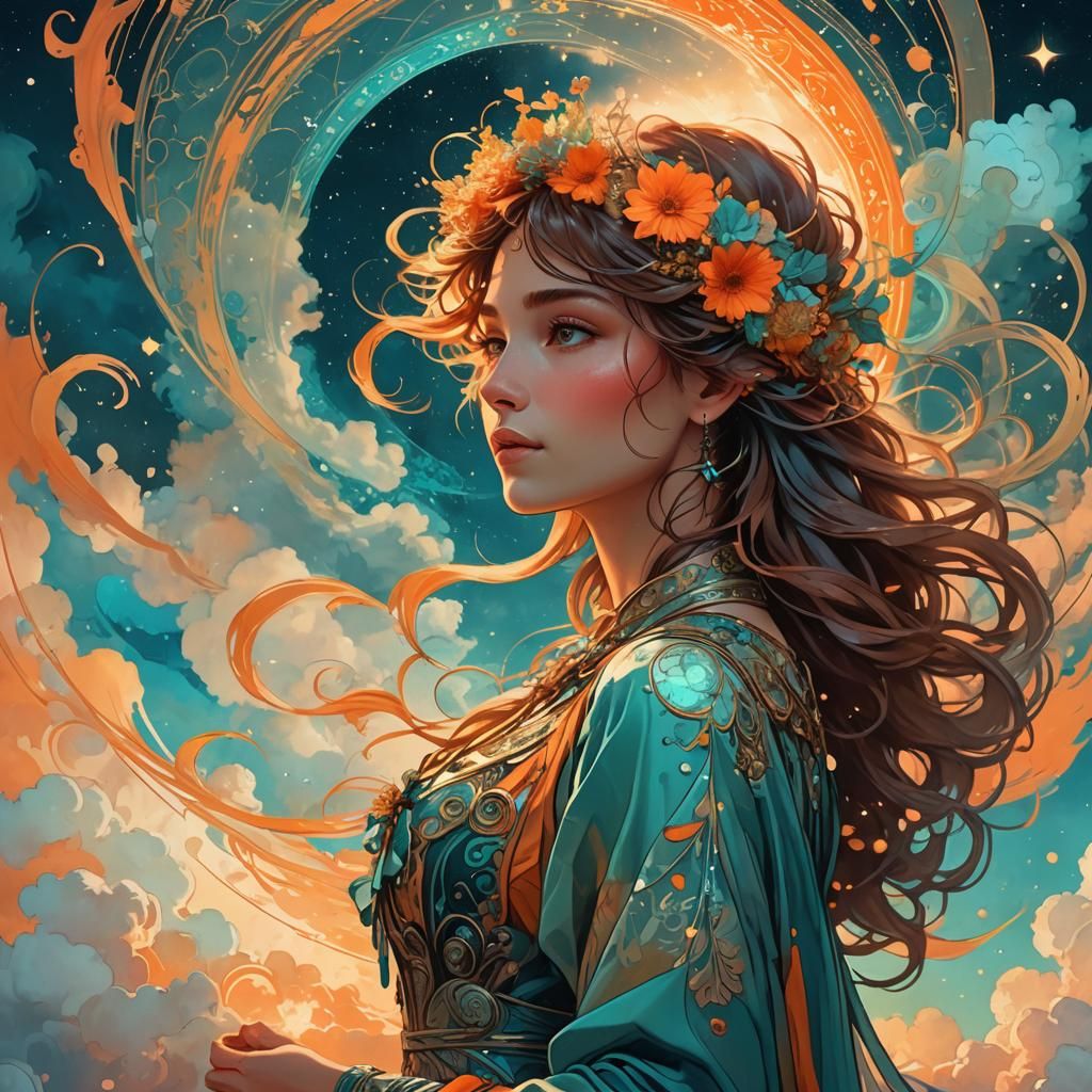 Ethereal Particle Accelerator in Art Nouveau Style