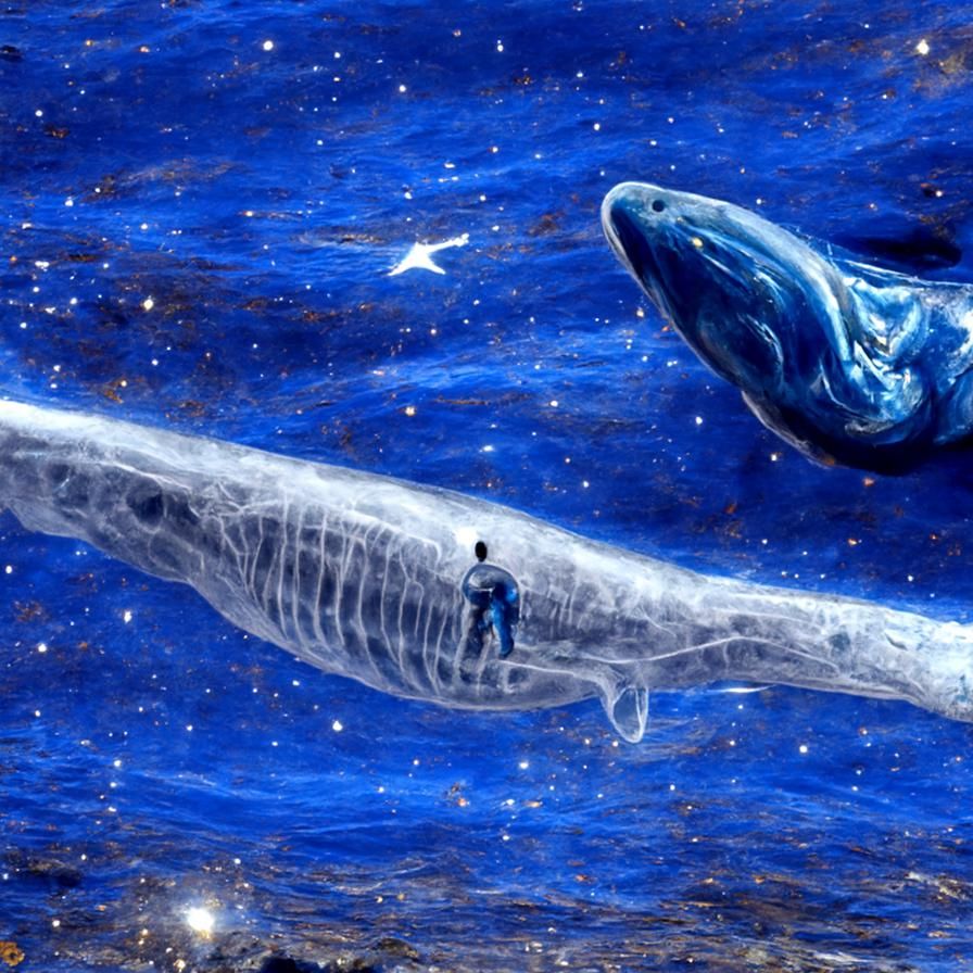 Blue Whale and Astronaut in Space Art
