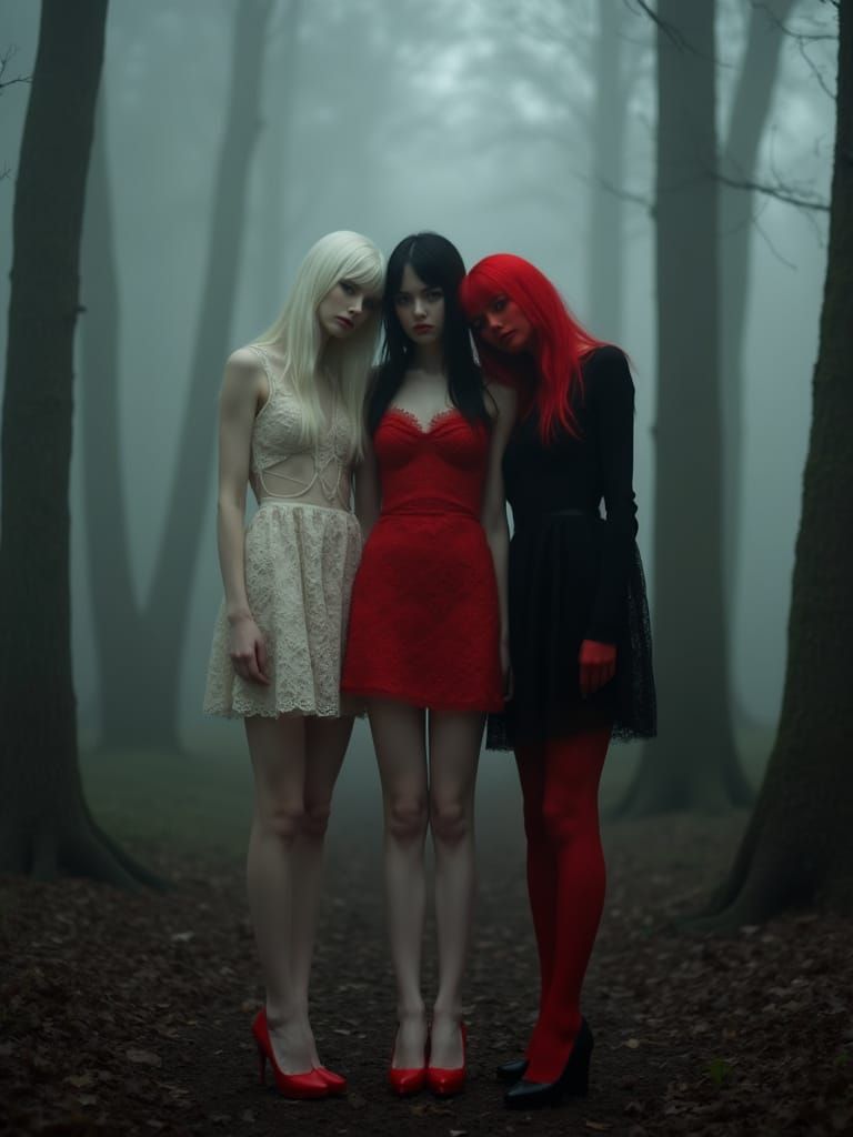 Ethereal Women in Dreamlike Forest, Fashion Photography