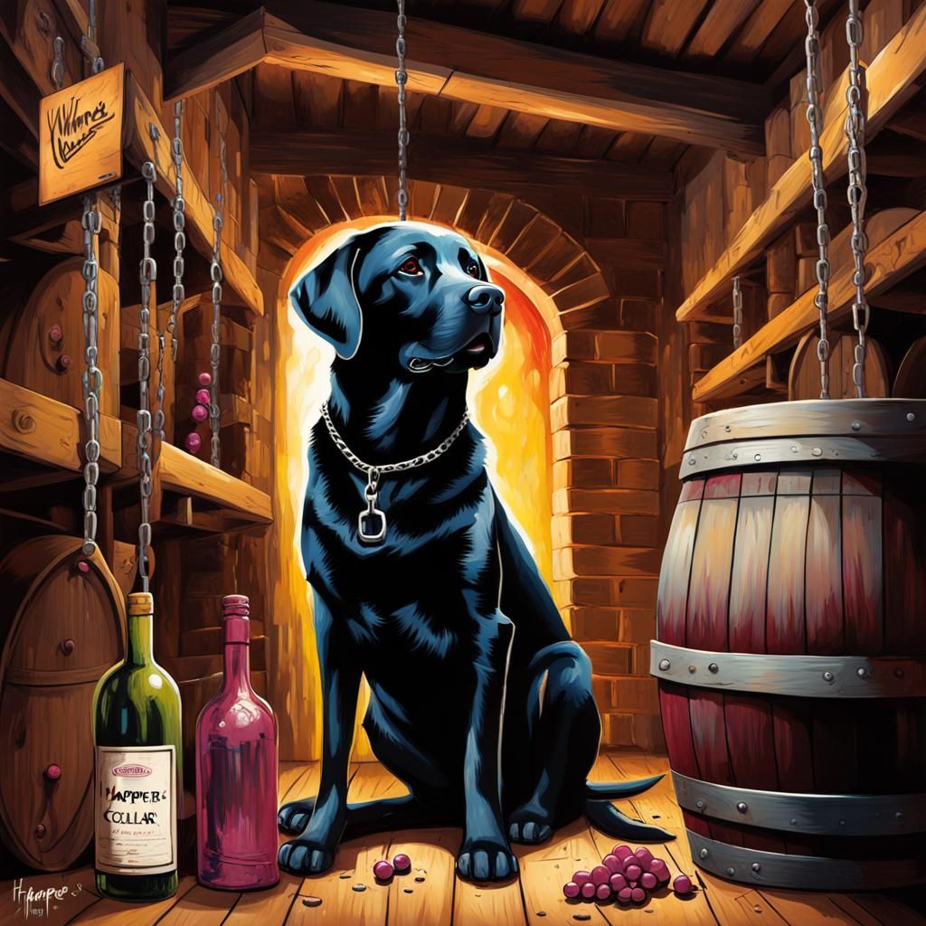 Labrador in Wine Cellar Graffiti Art