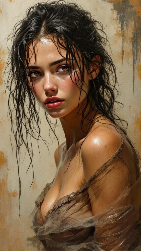 Sensual Oil Painting of a Young Woman