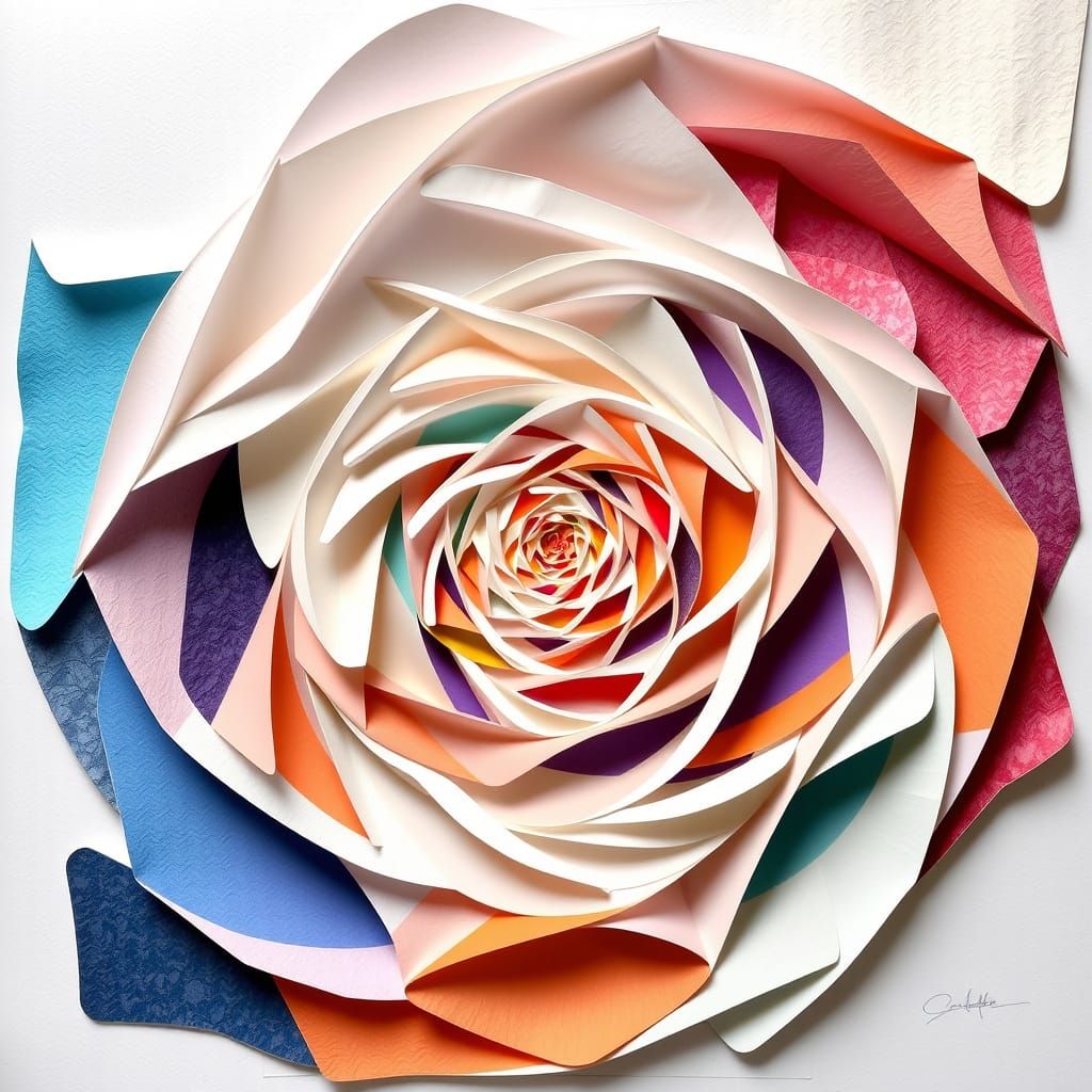 Surreal Paper Sculpture in Whirling, Layered Geometry