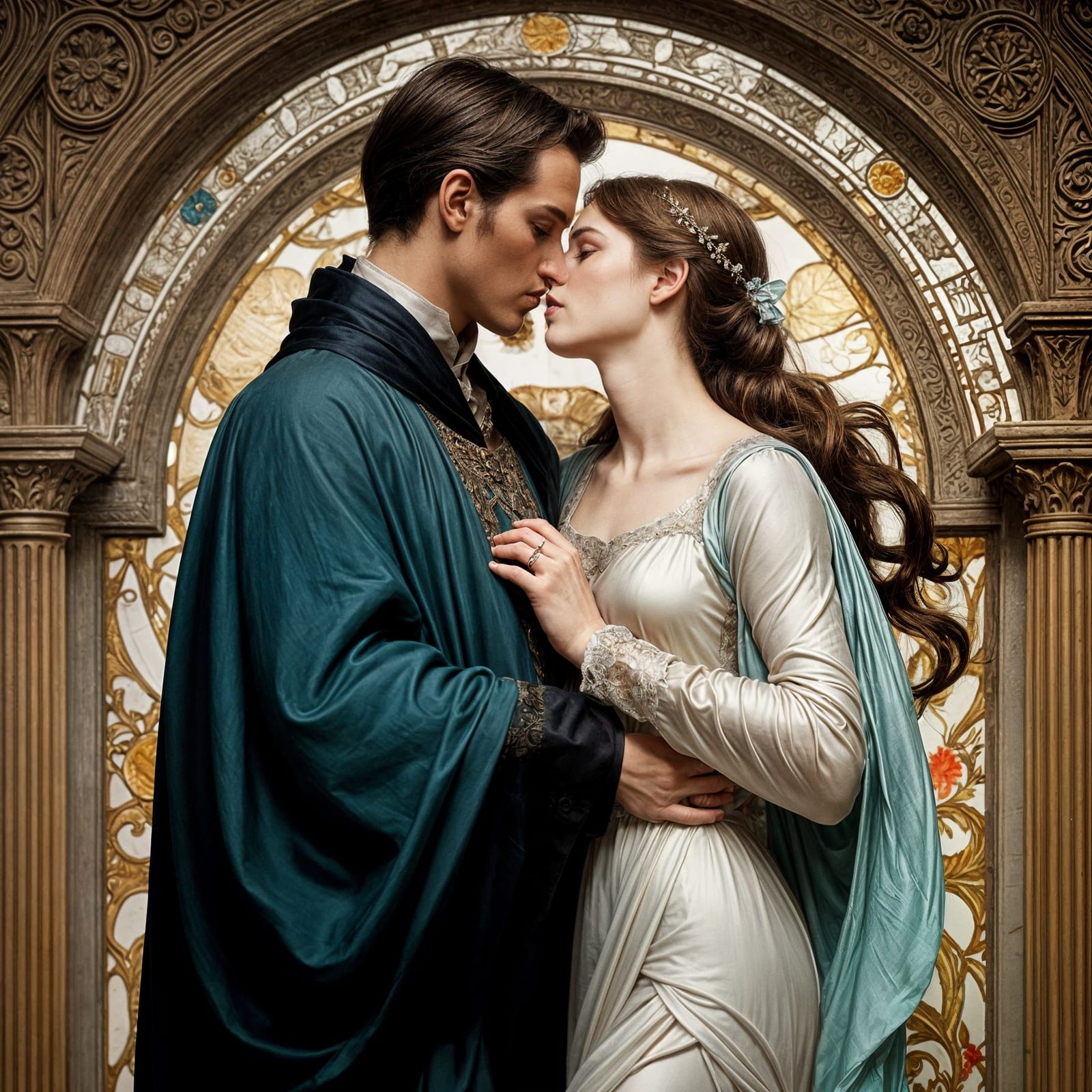 Ethereal Silk Kiss with Noble Intimacy