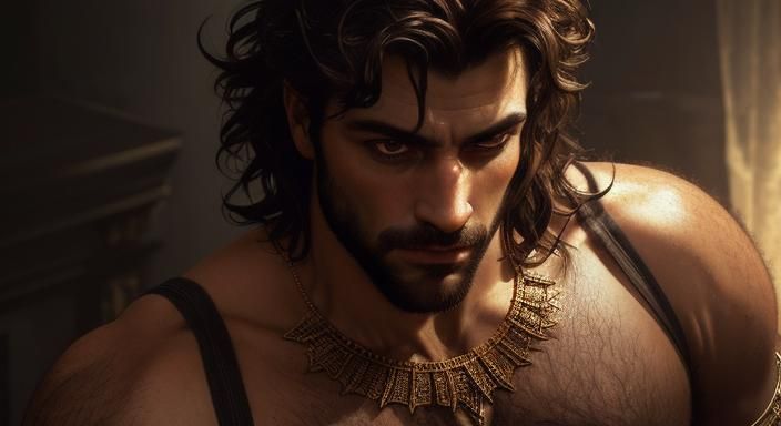 Classical Greek Man in Rembrandt Lighting