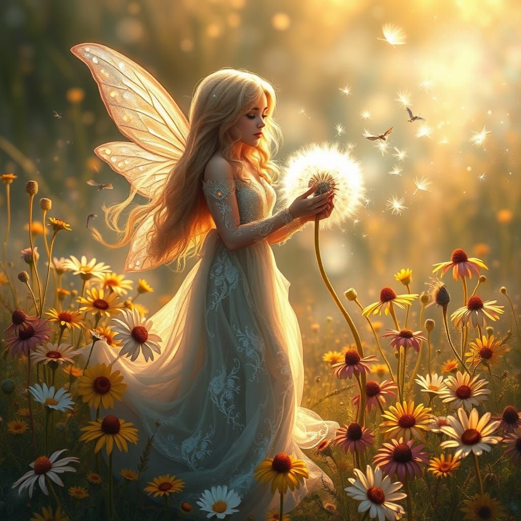 Whimsical Summer Meadow Captured in Dreamy Digital Painting