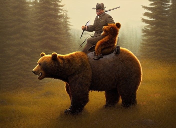 Theodore Roosevelt Rides Bear into Battle