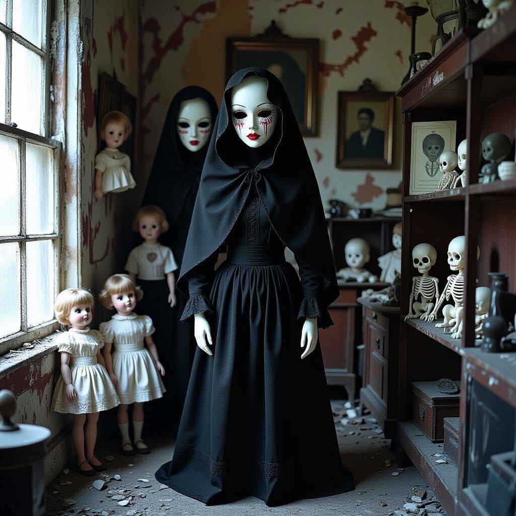 Surreal Mannequin Hybrid in Abandoned Antique Shop