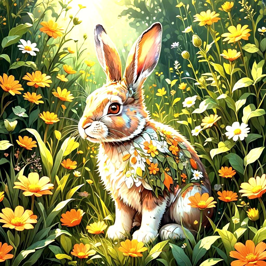 Cute Folded Ear Bunny: Detailed Matte Painting