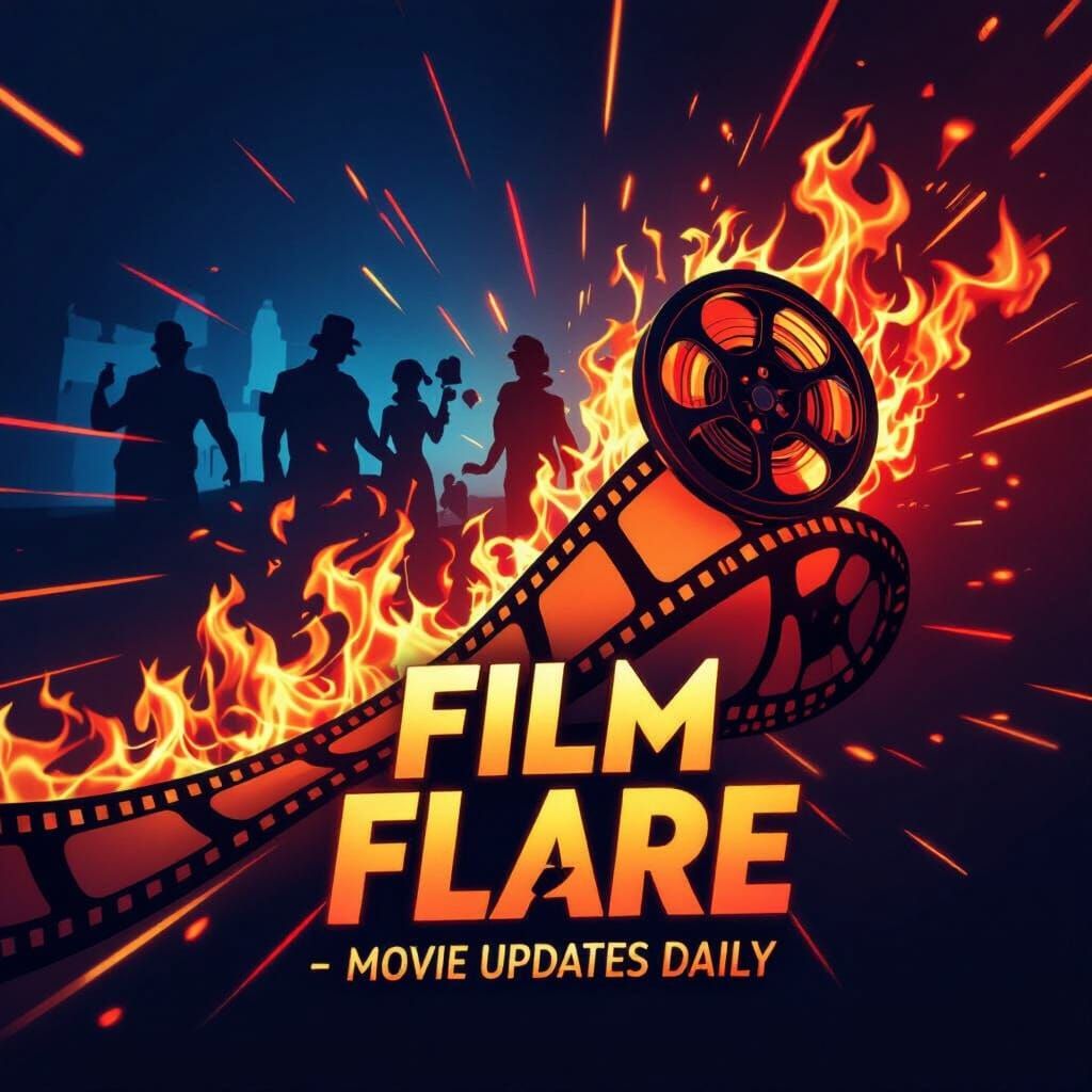 Cinematic Film Reel Unrolling Into Flames YouTube Banner