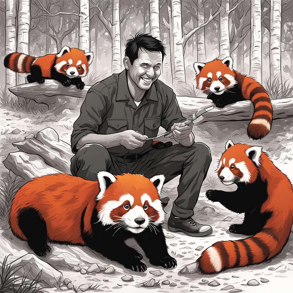 Zookeeper and Red Pandas in Sinister Style