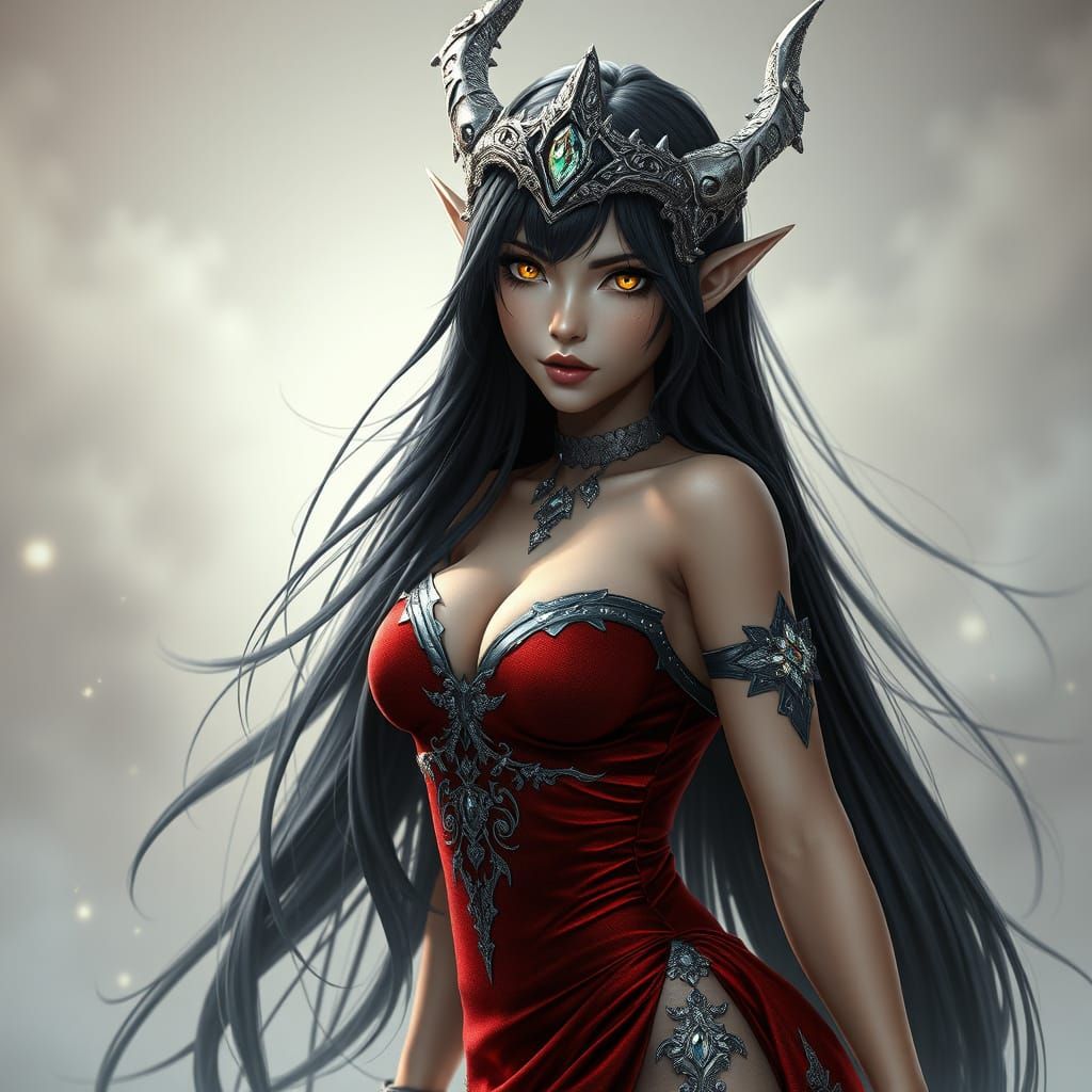 Elven Goddess with Dragon Eyes in 3D Anime Style