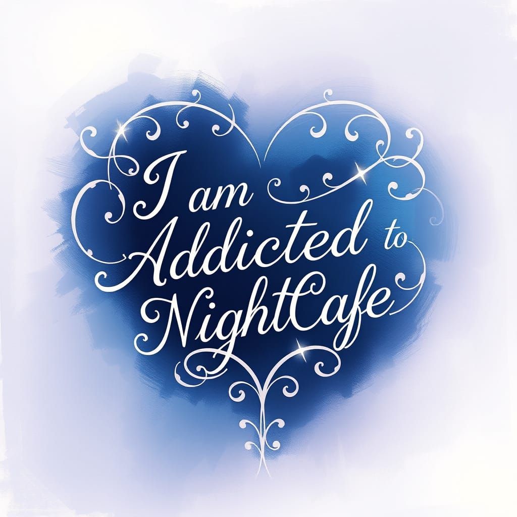 Dreamy Script Heart with Swirling Patterns and Gradient Nigh...