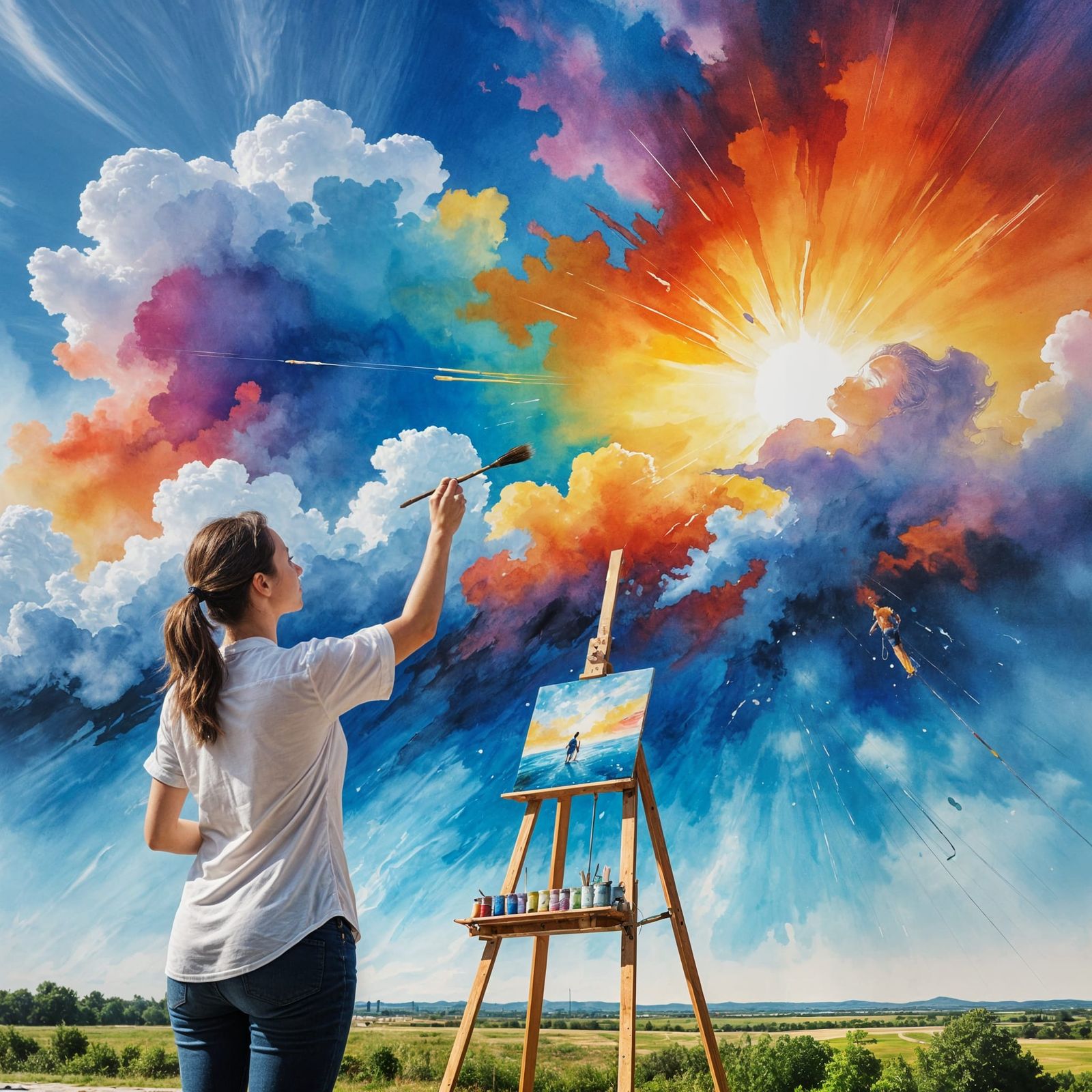 Artist in Infinite Loop of Colorful Abstraction