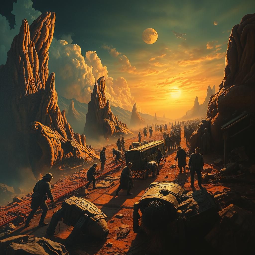 Contrasting Life Scenes in a Surreal Style