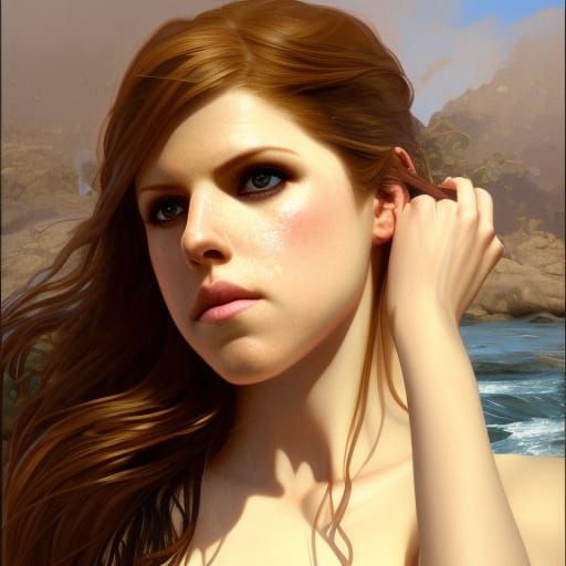 Anna Kendrick as Mermaid in Pre-Raphaelite Style
