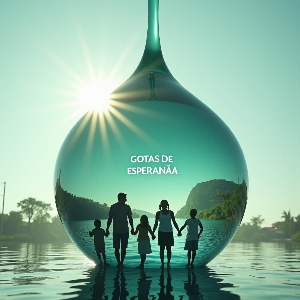 Hopeful Water Droplet Reflecting Community Resilience