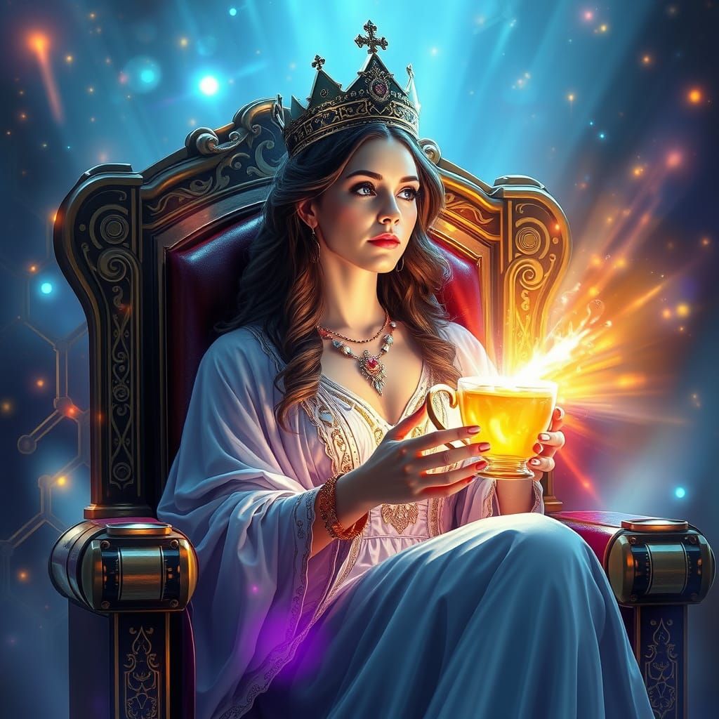 Queen of Cups in Cybernetic Light