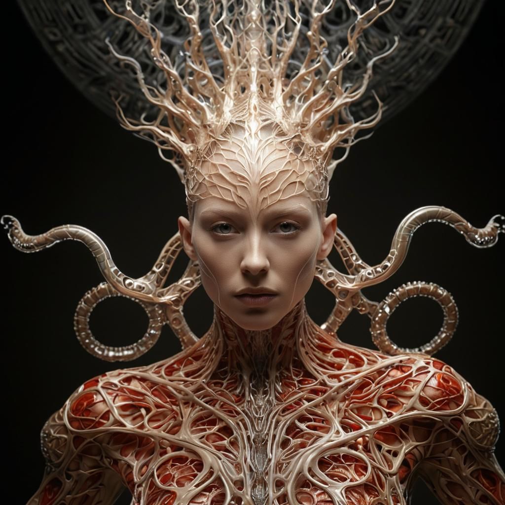 Cosmic Cyborg Shaman in Surrealist Style