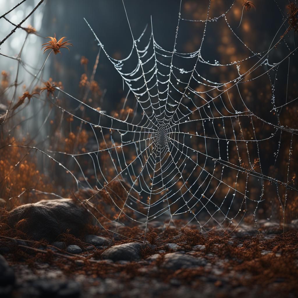 Intricate Spiderwebs in Detailed Matte Painting