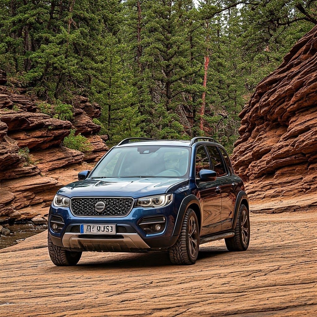 Vibrant Red Off-Road Scene in Icy Landscape