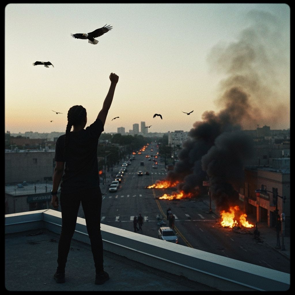 Powerful Image of Black Woman Over Riot-Torn LA