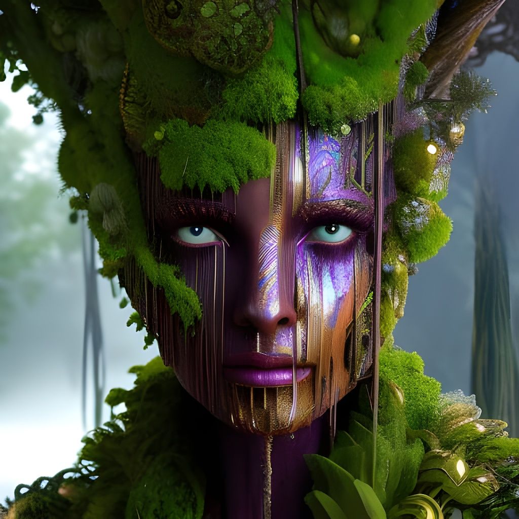 Dystopian Android Portrait in Ukiyo-e Style