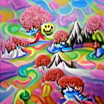 Psychedelic Bob Ross Happy Trees Candyland Gouache