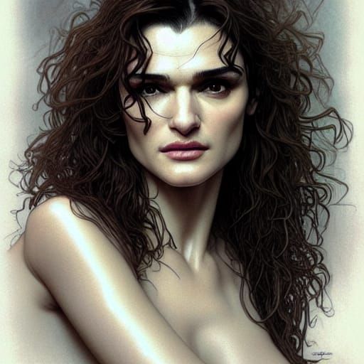 Rachel Weisz Portrait in Art Nouveau Style