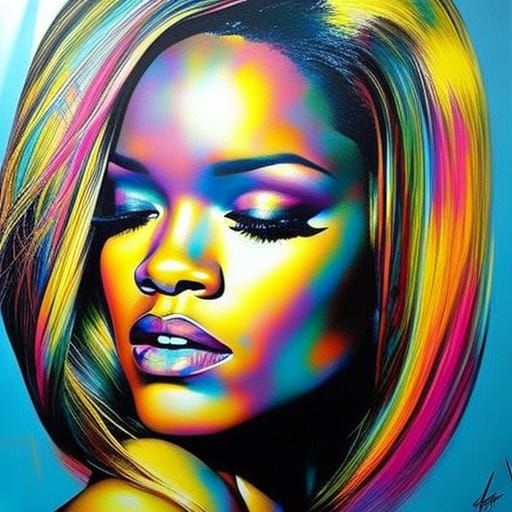 Rihanna Portrait in David Walker's Abstract Style