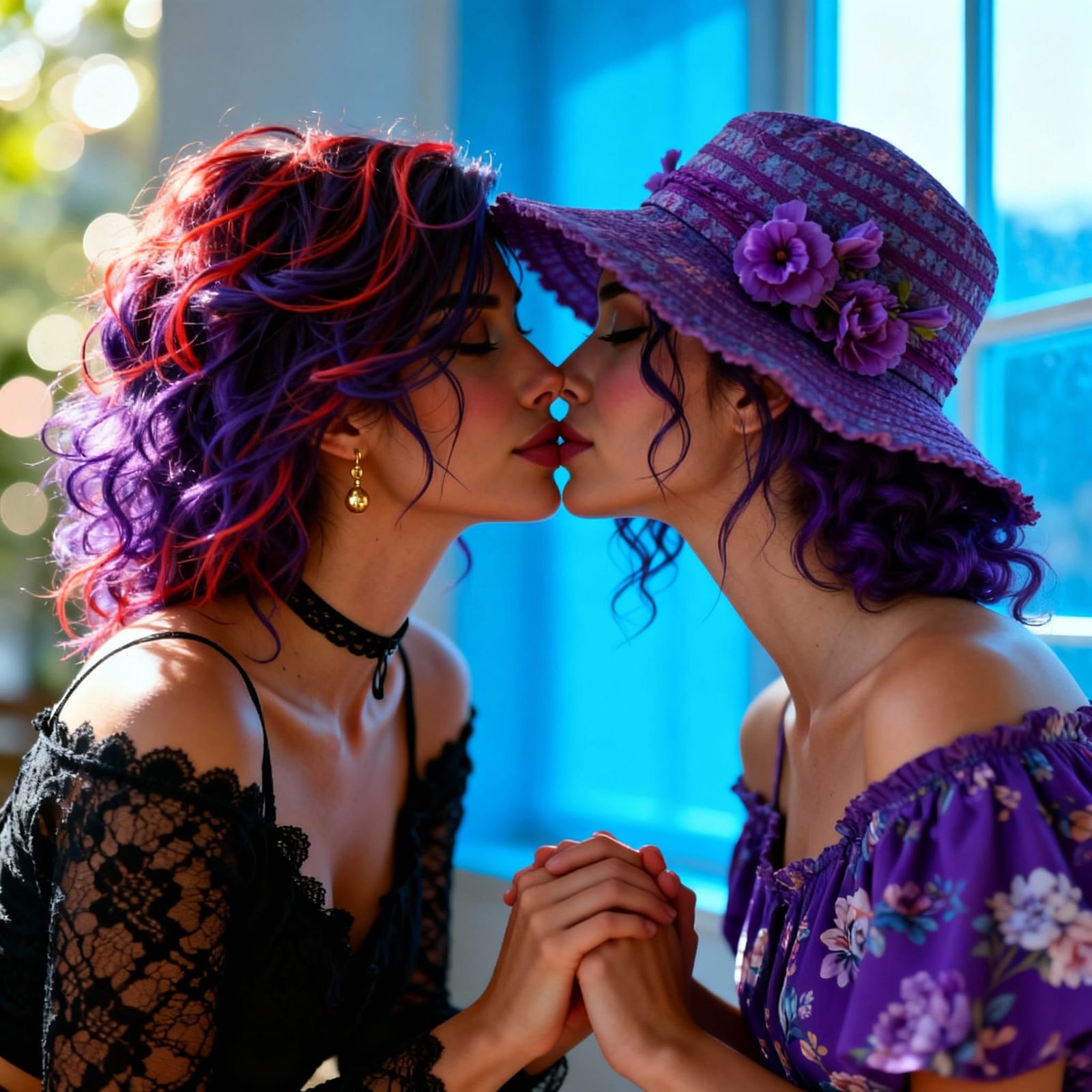 AI Art: Two Women Embrace in Tender Moment