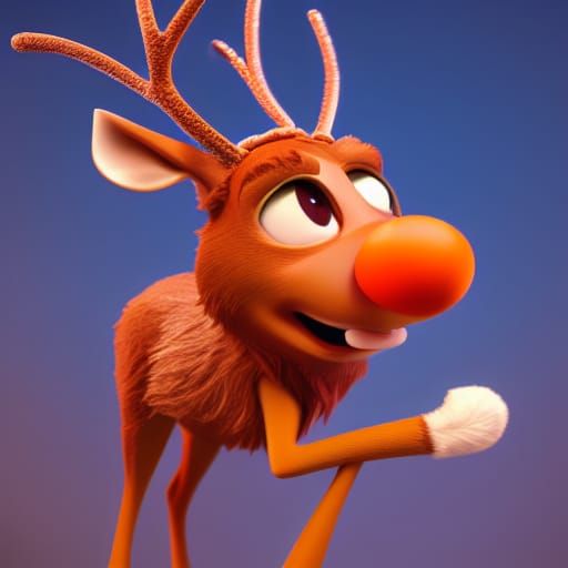 Rudolph the Red Nosed Reindeer in 3D Digital Art