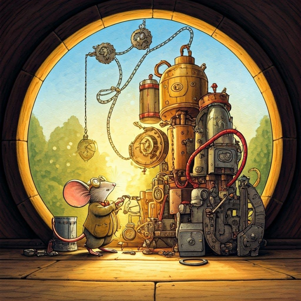 Whimsical Mouse Inventor Builds Fantastical Cat-Catching Con...