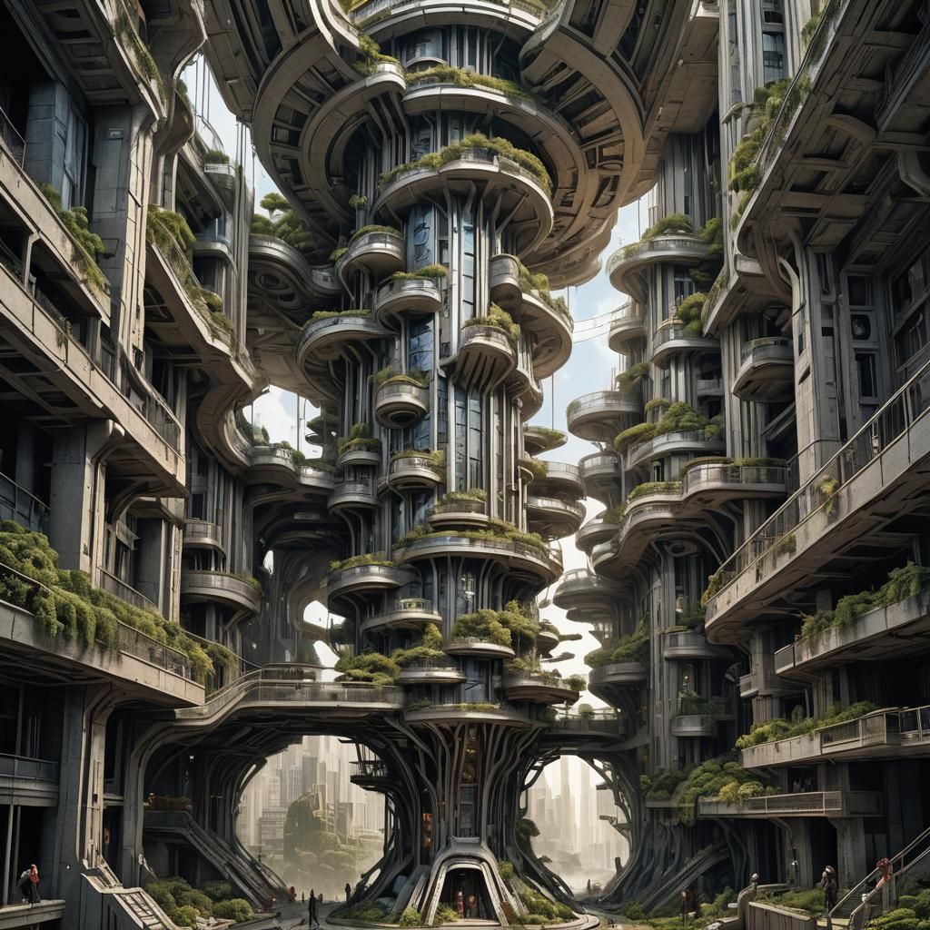 Architectural Fusion: Art Deco Steampunk Concrete Art