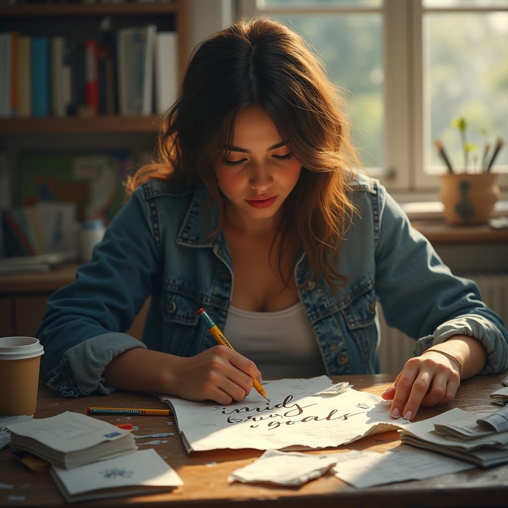 Young Woman Finds Renewal Amidst Struggle in Hyper-Realistic...