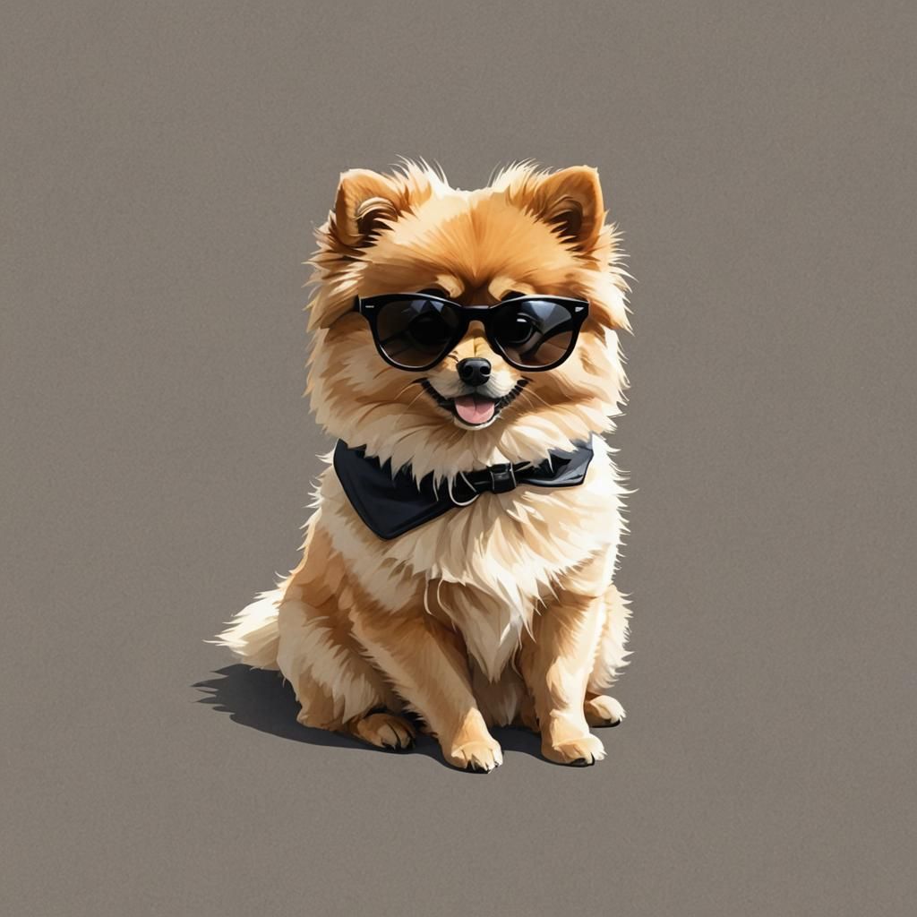Pomeranian Dog in Sunglasses: Anime Style