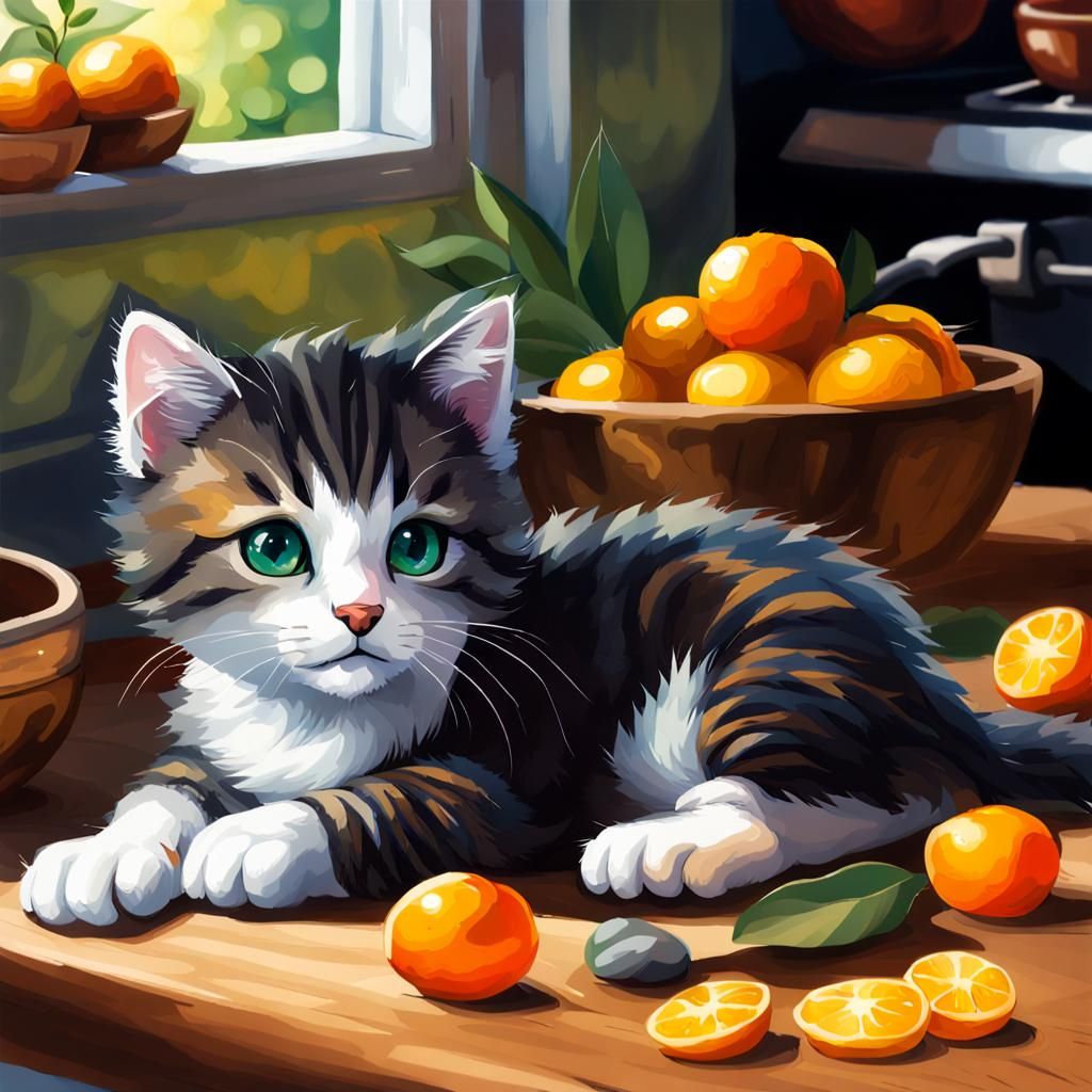 K is for Kitten: A Kinkade-Style Kaleidoscope